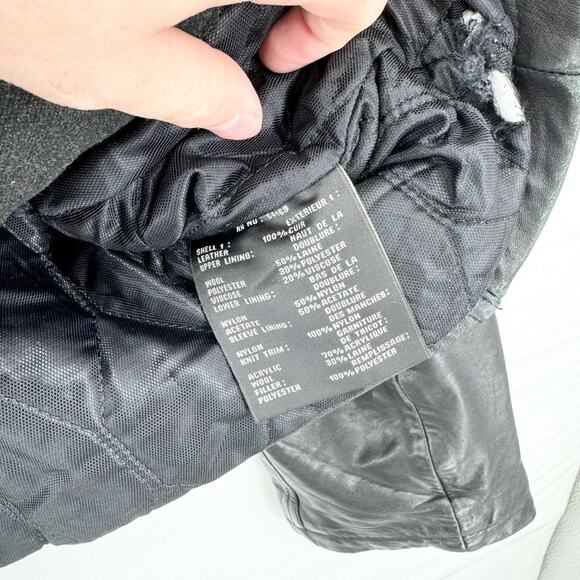 ANDREW MARC Jacket Women Size Large Leather Full Zip Black Fabian Biker Grunge - Picture 6 of 8